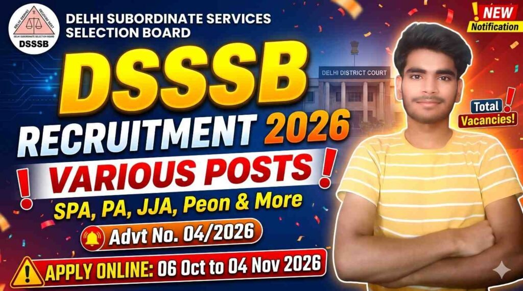 DSSSB Various Posts Recruitment 2026